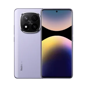 Xiaomi Redmi Note 14 Pro+ 5G en coloris violet lavande, doté d'un écran AMOLED de 6,67 pouces.